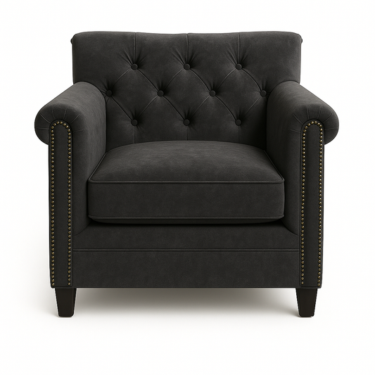 Fotoliu chesterfield TAN catifea GRI